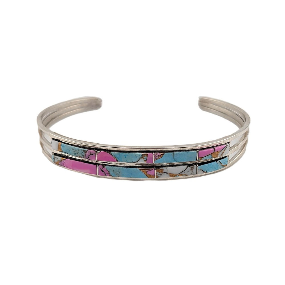 Navajo Sterling Silver Cuff Bracelet Cotton Candy Native American Jewelry 6.5 ** - Picture 4 of 10